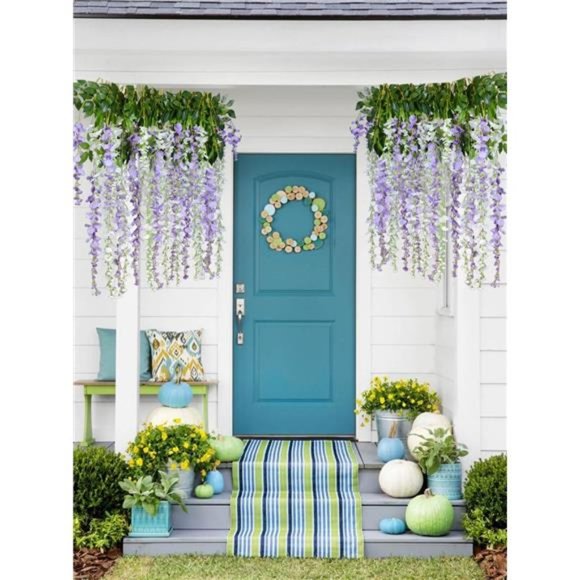 12 Pack 3.6 Feet Artificial Fake Wisteria Vine Ratta Hanging Garland Silk Flower - Picture 7 of 7